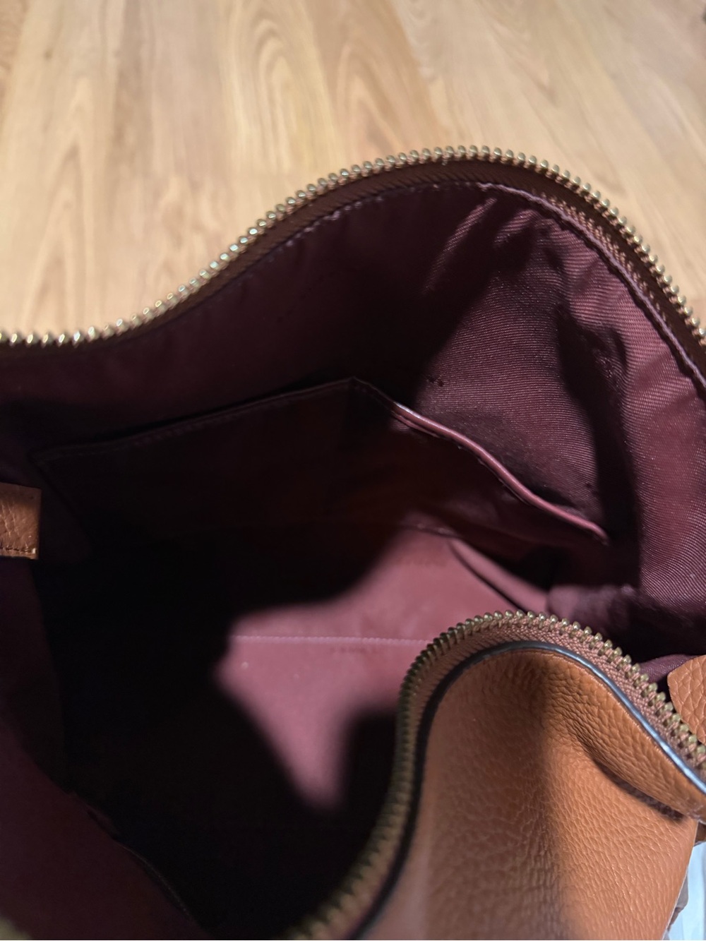 Coach Pebbled Leather Shoulder Bag in Cognac Brown - Picture 7 of 10